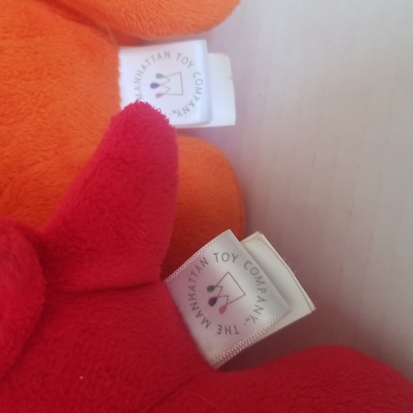 Manhattan Toy Company Jellybeans Orange Horse & Red Stegosaurus Plush Toys - Picture 5 of 7